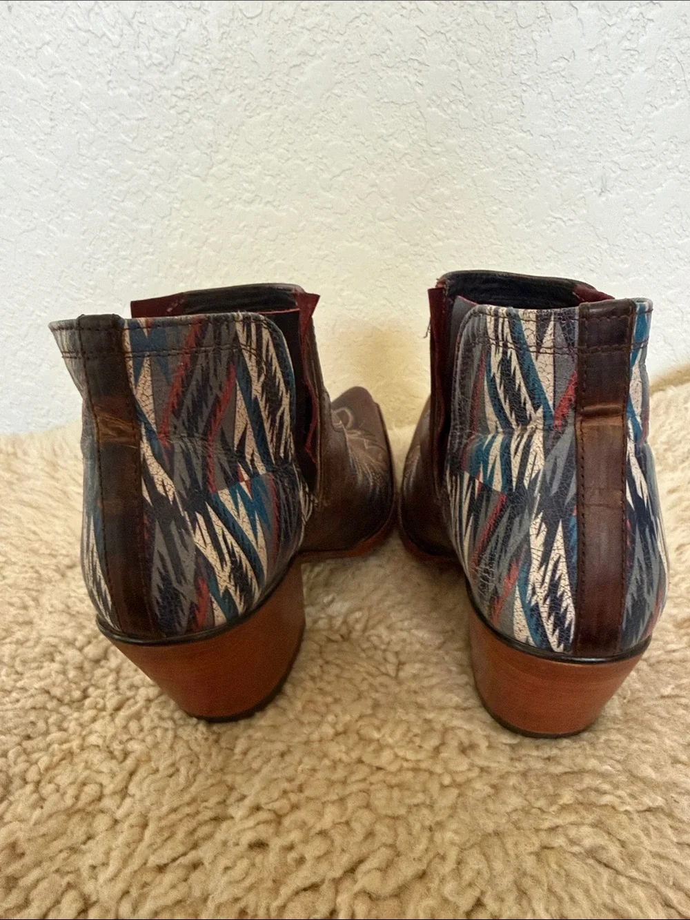 Ariat Women's Brown Western Ankle Boots with Aztec Accent